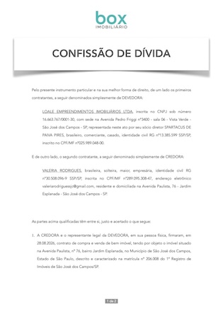 Capa - Confissão de Dívida