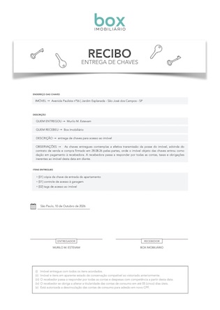 Capa - Recibo de Chaves